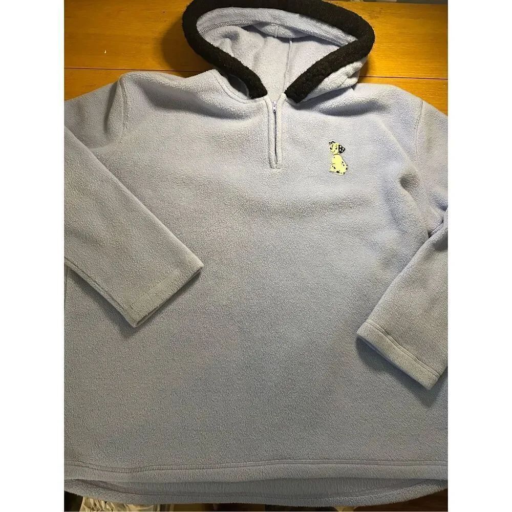Vintage Disney 101 Dalmatians fleece hooded pullover 1/4 zip xl